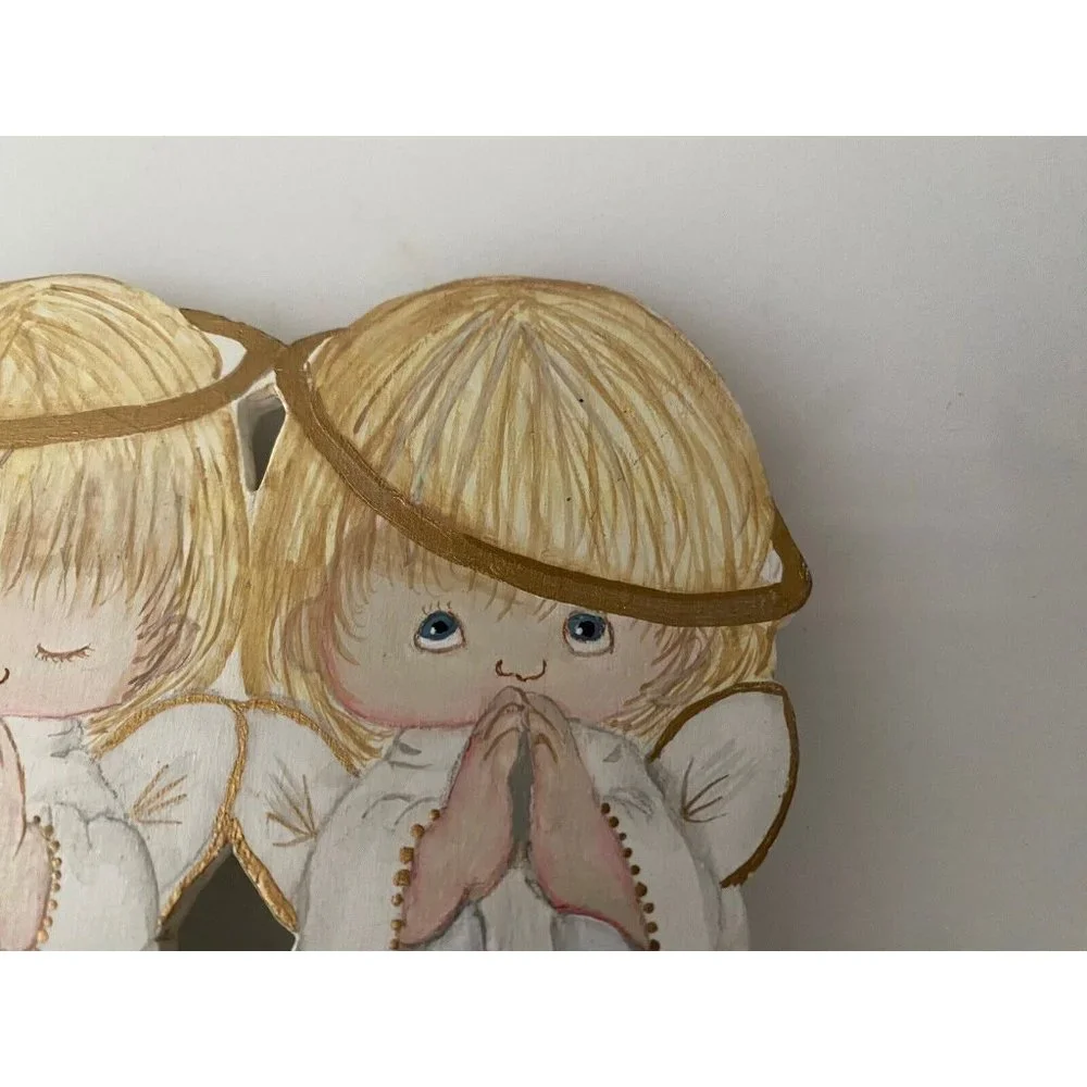 Hand Painted Wood Angels Hand Painted Standing Plaque 7